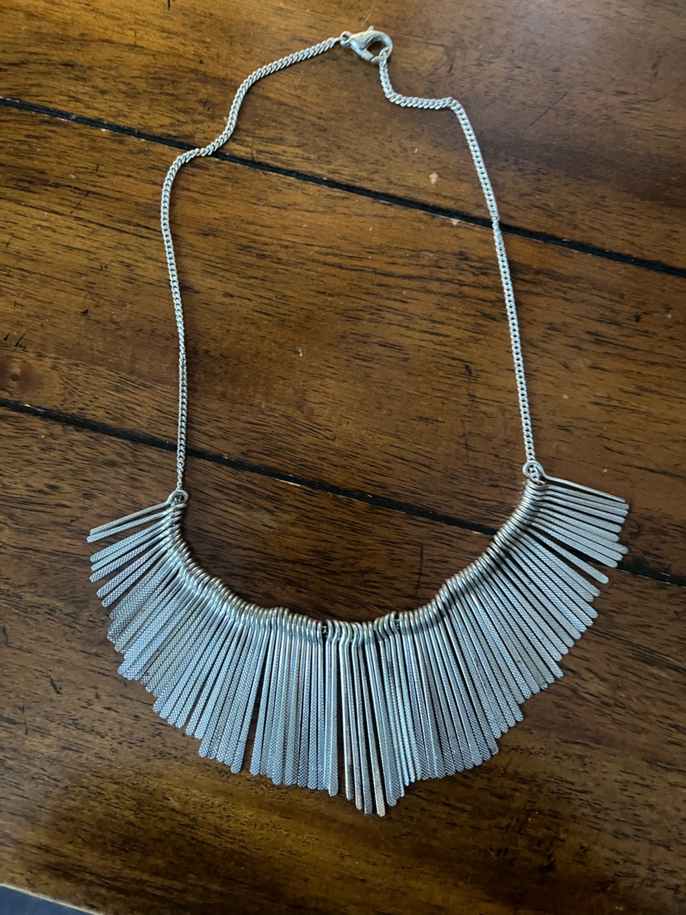 Silver Fringe Statement Necklace